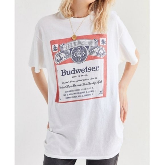 Boho white BUDWEISER beer Graphic tee Casual - Picture 2 of 2